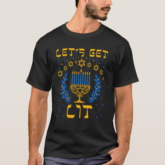 Let's Get Lit Hanukkah  Jew Menorah Jewish Chanukk Tシャツ (正面)