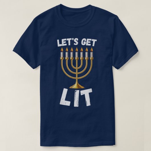 Let's Get Lit Hanukkah Pajamakah Menorah Nine Cand Tシャツ (デザイン正面)