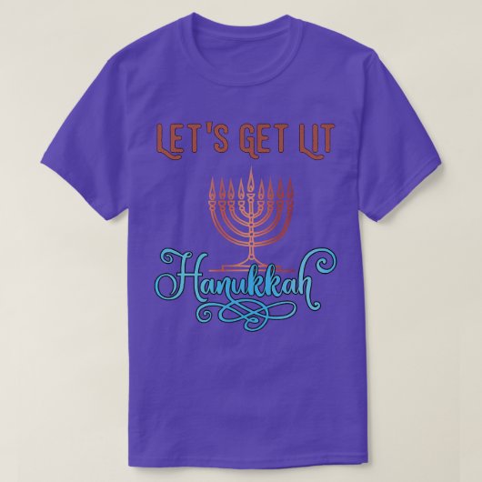 Let's Get Lit Hanukkah Pajamakah Menorah Nine Cand Tシャツ (デザイン正面)