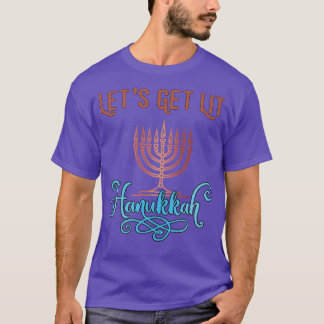 Let's Get Lit Hanukkah Pajamakah Menorah Nine Cand Tシャツ