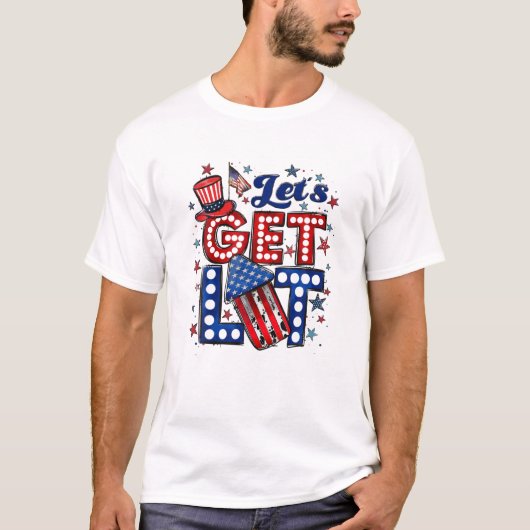 Let's Get Lit Like It's 1776 4Th Of July American Tシャツ (正面)