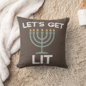 Let's Get Lit Menorah Chanukah クッション (ブランケット)