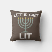 Let's Get Lit Menorah Chanukah クッション (正面)