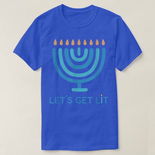 Let's Get Lit Menorah Jewish - Funny Ugly Hanukkah Tシャツ (デザイン正面)