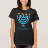 Let's Get Lit Menorah Jewish  Ugly Hanukkah Chanuk Tシャツ (正面)