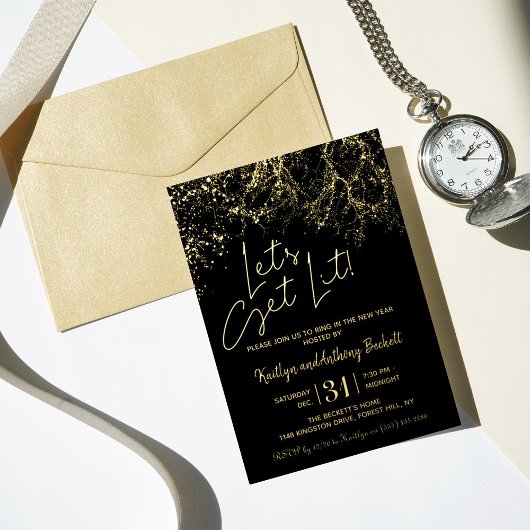 Let's Get Lit | New Year's Eve Party Real 箔招待状