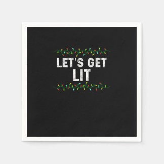 Let's Get Lit Pajamas Funny Cute Lights Christmas  スタンダードカクテルナプキン