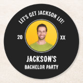 Let's Get Lit Photoバチュラーパーティ ラウンドペーパーコースター (正面)