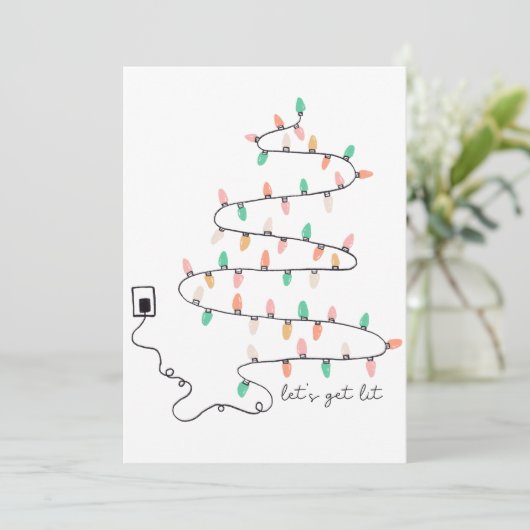 Lets Get Lit Quote Christmas シーズンカード (スタンド正面)