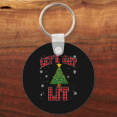 Let's Get Lit Red Buffalo Plaid Christmas Pajama D キーホルダー (正面)