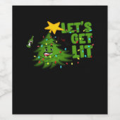 Let's Get Lit Tipsy Christmas Tree Funny Essential ワインラベル (シングルラベル)
