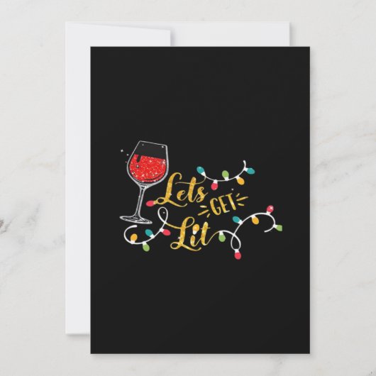 Let's Get Lit Wine Glasses Christmas Lights Drinki シーズンカード (正面)