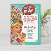 Let's Get Merry - レトロなクリスマスパーティーの招待状 シーズンカード (スタンド正面)
