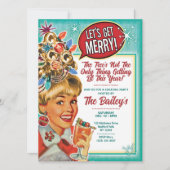 Let's Get Merry - レトロなクリスマスパーティーの招待状 シーズンカード (正面)