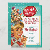 Let's Get Merry - レトロクリスマスパーティー招待状 シーズンカード (正面/裏面)