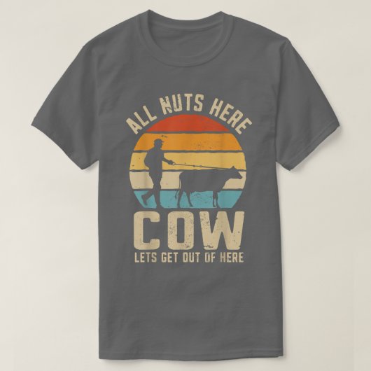 Lets get out of here Funny Farmer Cow Farming Retr Tシャツ (デザイン正面)