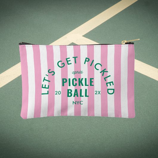 Let's Get Pickled Après Pickle Ball ピンクストライプ アクセサリーポーチ