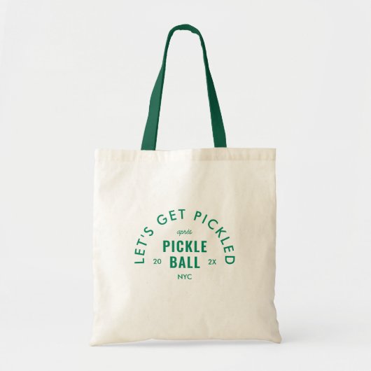 Let's Get Pickled Après Pickle Ball Green Handle トートバッグ (正面)