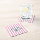 Let's Get Pickled Après Pickleball Pink Stripe スクエアペーパーコースター (インサイチュ)