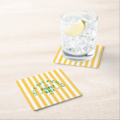 Let's Get Pickled Après Pickleball Yellow Stripe スクエアペーパーコースター (インサイチュ)