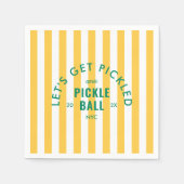Let's Get Pickled Après Pickleball Yellow Stripe スタンダードカクテルナプキン (正面)