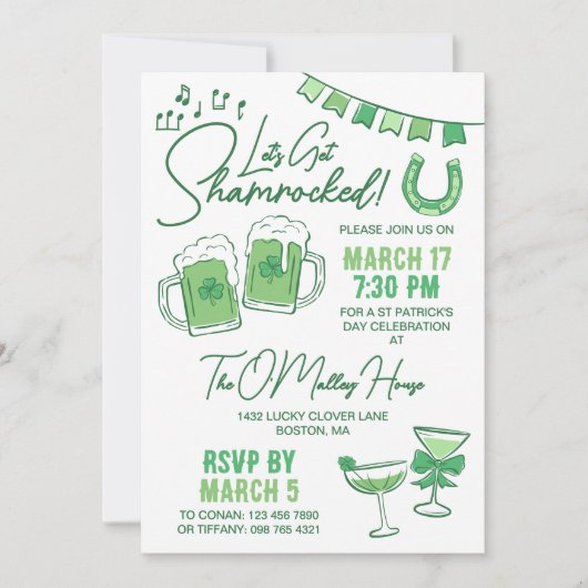 Let's Get Shamrocked St Patrick's Day Party 招待状 (正面)