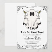 Let's Get Sheet Faced マーティン ハロウィンパーティ 招待状 (正面/裏面)