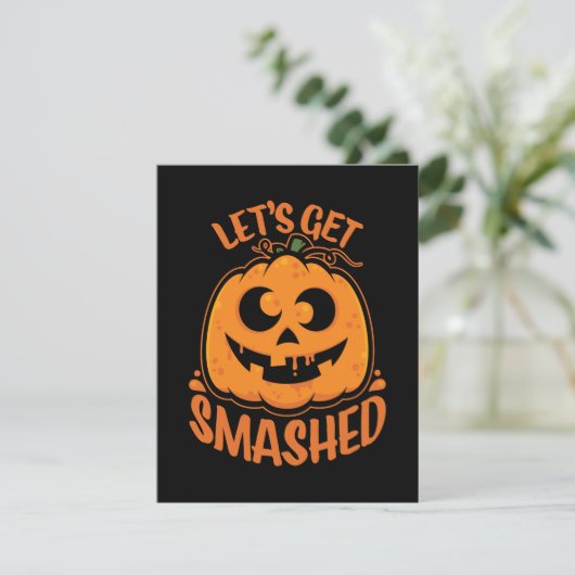 Let's Get Smashed Tipsy Halloween Jack-O’-Lantern カード (スタンド正面)