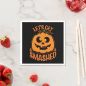 Let's Get Smashed Tipsy Halloween Jack-O’-Lantern スタンダードカクテルナプキン (インサイチュ)