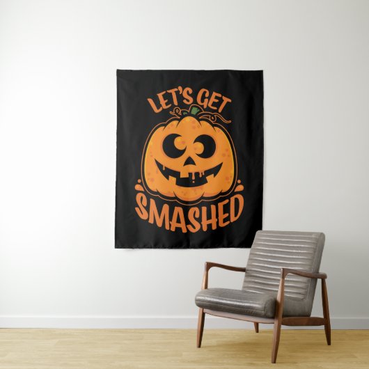 Let's Get Smashed Tipsy Halloween Jack-O’-Lantern タペストリー (インサイチュ)