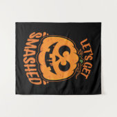 Let's Get Smashed Tipsy Halloween Jack-O’-Lantern タペストリー (正面(横))