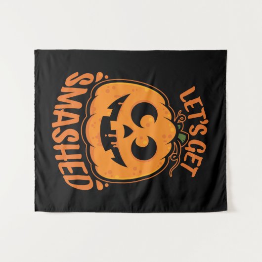 Let's Get Smashed Tipsy Halloween Jack-O’-Lantern タペストリー (正面(横))