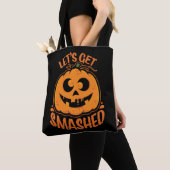 Let's Get Smashed Tipsy Halloween Jack-O’-Lantern トートバッグ (クローズアップ)