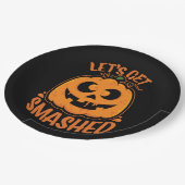 Let's Get Smashed Tipsy Halloween Jack-O’-Lantern ペーパープレート (アングル)