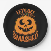 Let's Get Smashed Tipsy Halloween Jack-O’-Lantern ペーパープレート (正面)