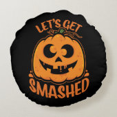 Let's Get Smashed Tipsy Halloween Jack-O’-Lantern ラウンドクッション (裏面)