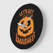 Let's Get Smashed Tipsy Halloween Jack-O’-Lantern ラージ壁時計 (傾斜)