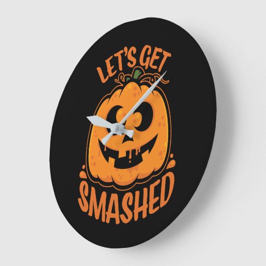Let's Get Smashed Tipsy Halloween Jack-O’-Lantern ラージ壁時計 (傾斜)