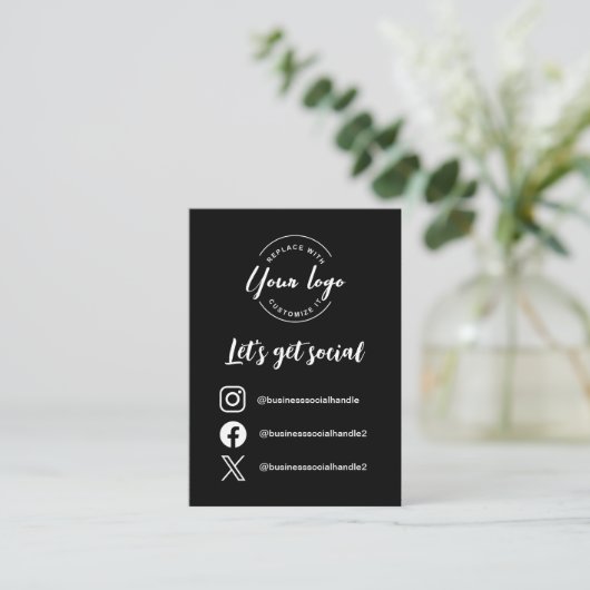 Let's get social media handles and website QR code 名刺 (スタンド正面)