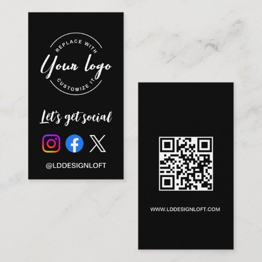Let's Get Social Media website Custom logo QR code 名刺 (正面/裏面)