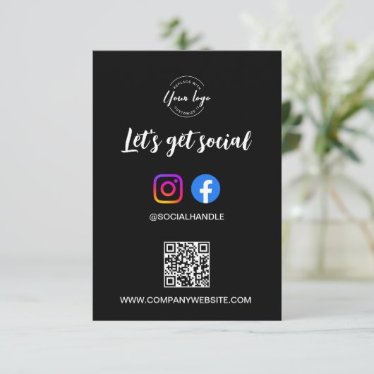 Let's Get Social Media website Custom logo QR code 招待状 (スタンド正面)