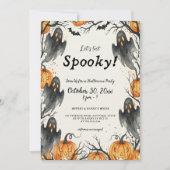 Let's Get Spooky Ghosts & Pumpkins Halloween Party 招待状 (正面)