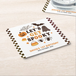 Let's Get Spooky Halloween Birthday  スクエアペーパーコースター