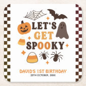 Let's Get Spooky Halloween Birthday スクエアペーパーコースター (正面)