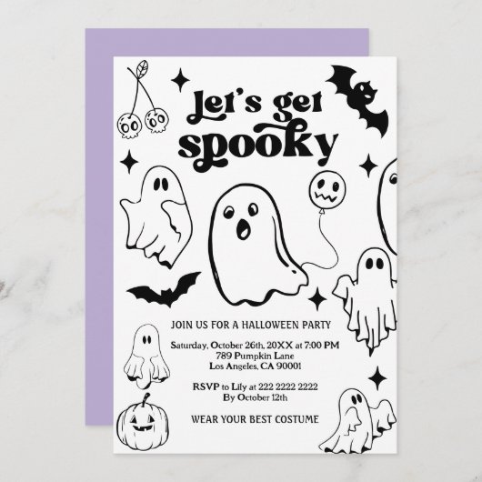  Let's Get Spooky,Halloween party 招待状 (正面/裏面)