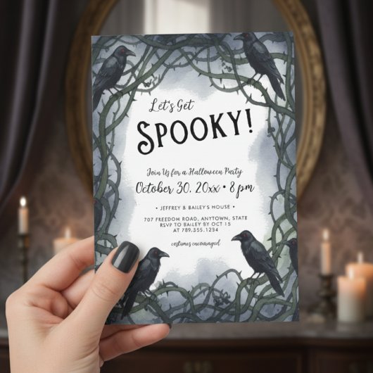 Let's Get Spooky Raven Halloween Party 招待状