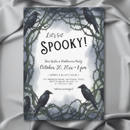Let's Get Spooky Raven Halloween Party 招待状