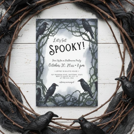 Let's Get Spooky Raven Halloween Party 招待状