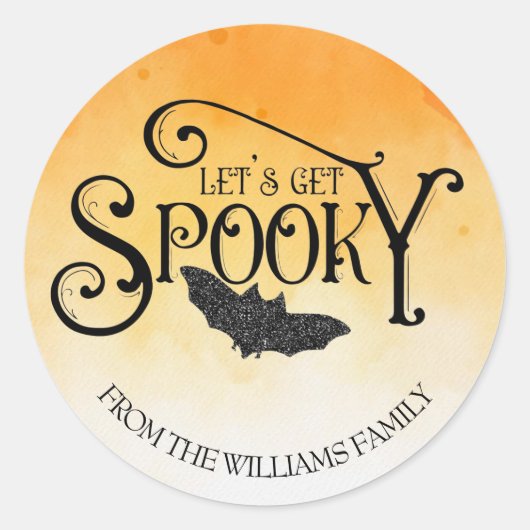 Let's Get Spooky Sparkly Halloween ラウンドシール (正面)