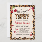 Let's get Tipsy  Leopard Cheetah Birthday 招待状 (正面)